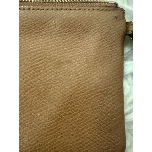 Coach Small Brown Leather Wristlet Zippered Pouch - Picture 7 of 9